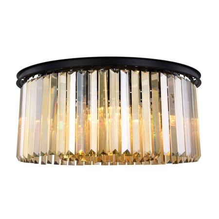 Elegant Lighting Sydney 8 light Matte Black Flush Mount Golden Teak (Smoky) Royal Cut C 1238F31MB-GT/RC